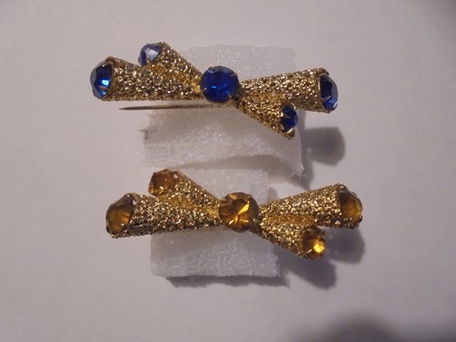 Brosche goldfarben blau - 2, goldfarben,